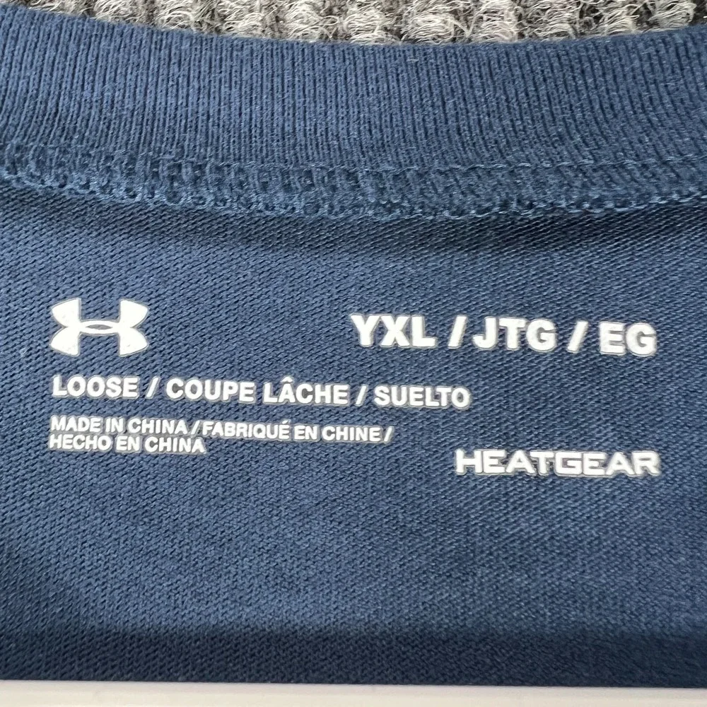 Under Armour Project Rock Shirt Youth Boys XL Extra Large Blue Short‎ Sleeve